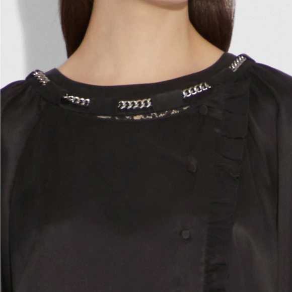 Coach black embellished SILK Ruffle Top - Picture 10 of 16